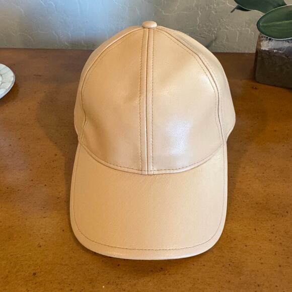 Abercrombie & Fitch Tan Faux Leather Adjustable Baseball Cap NWOT - Picture 1 of 3